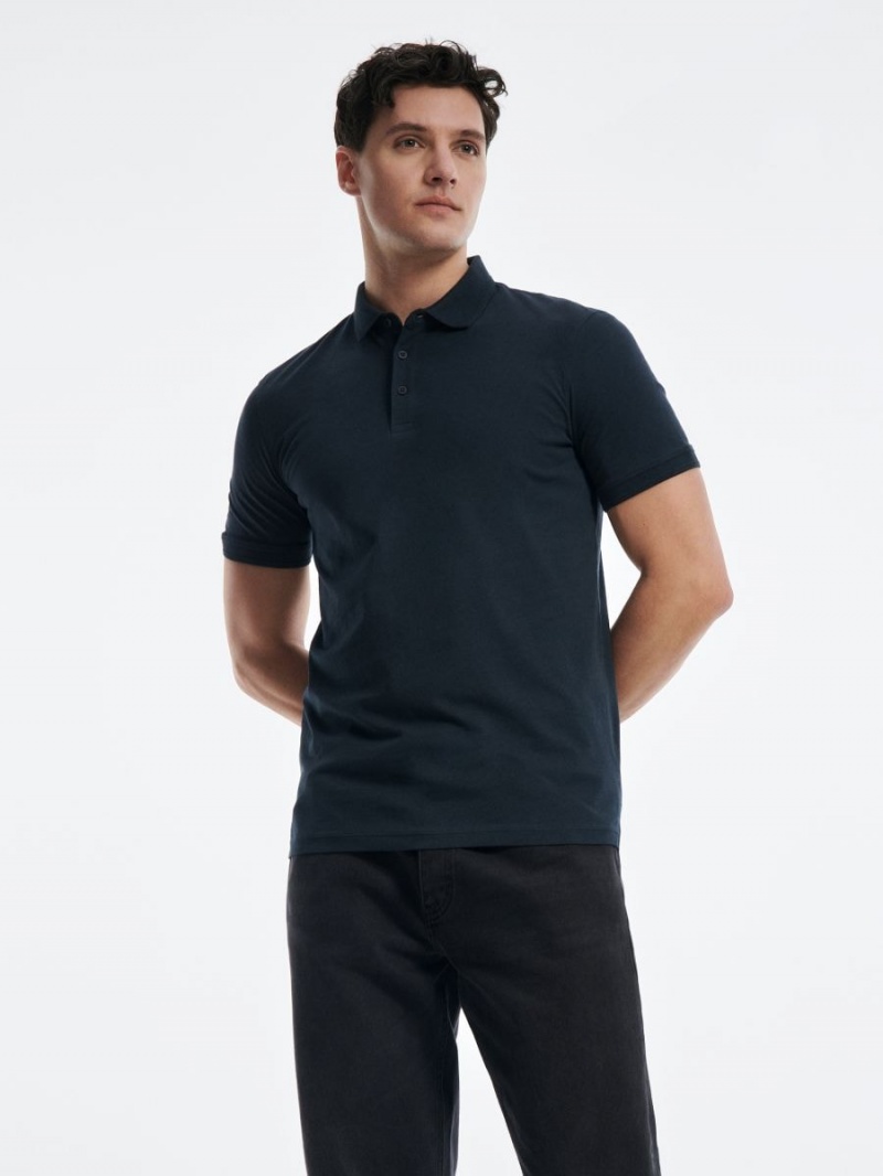 Reserved Regular fit polo shirt Granatowe | JELUBMC-68