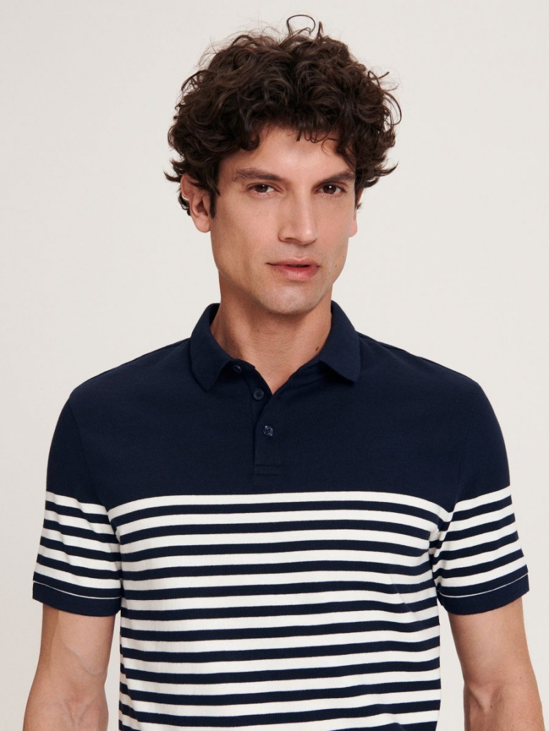 Reserved Regular fit polo shirt Granatowe | MQKEYPX-64