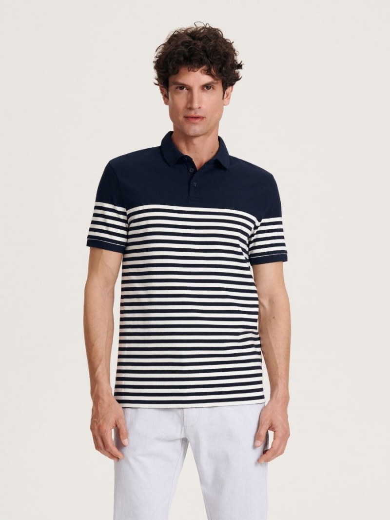 Reserved Regular fit polo shirt Granatowe | MQKEYPX-64