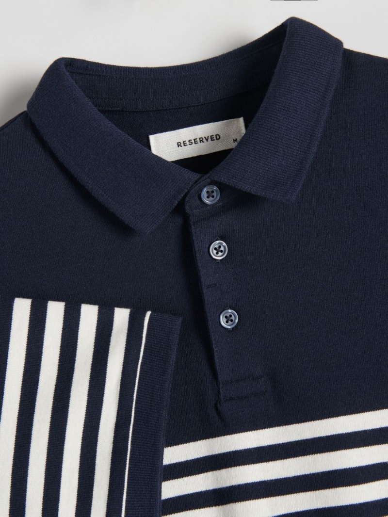 Reserved Regular fit polo shirt Granatowe | MQKEYPX-64