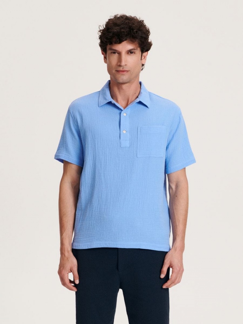 Reserved Regular fit polo shirt Niebieskie | YRUVBIK-40