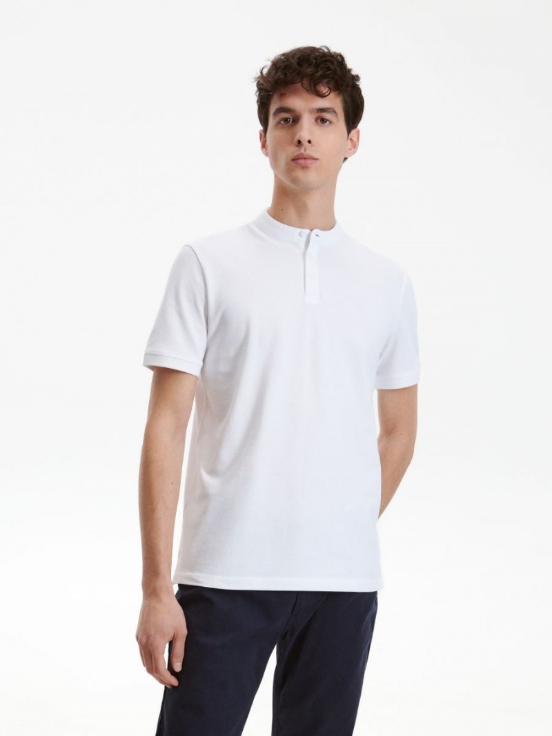 Reserved Regular fit polo shirt with stand up collar Białe | PCKFURI-43