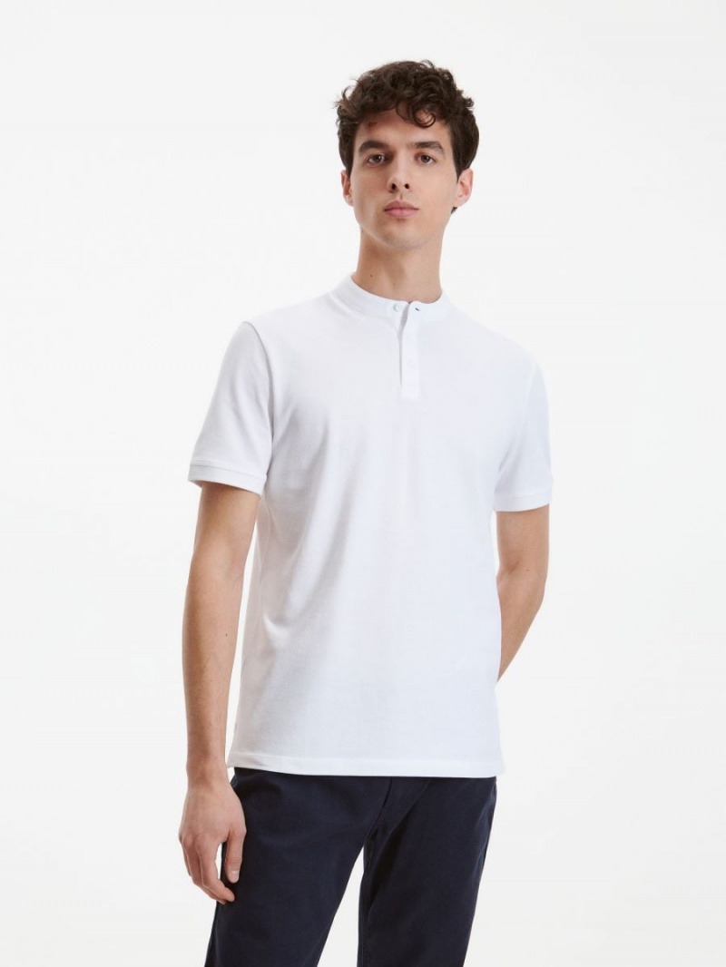 Reserved Regular fit polo shirt with stand up collar Białe | PCKFURI-43