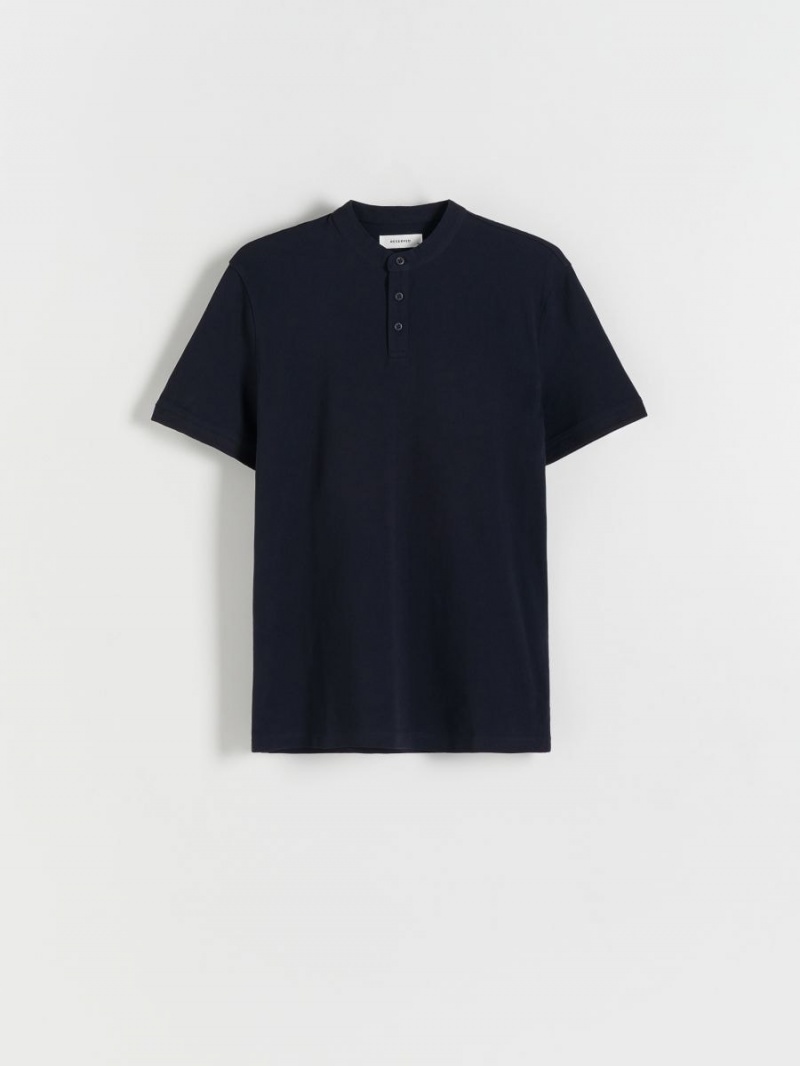 Reserved Regular fit polo shirt with stand up collar Granatowe | DHFBSNM-58