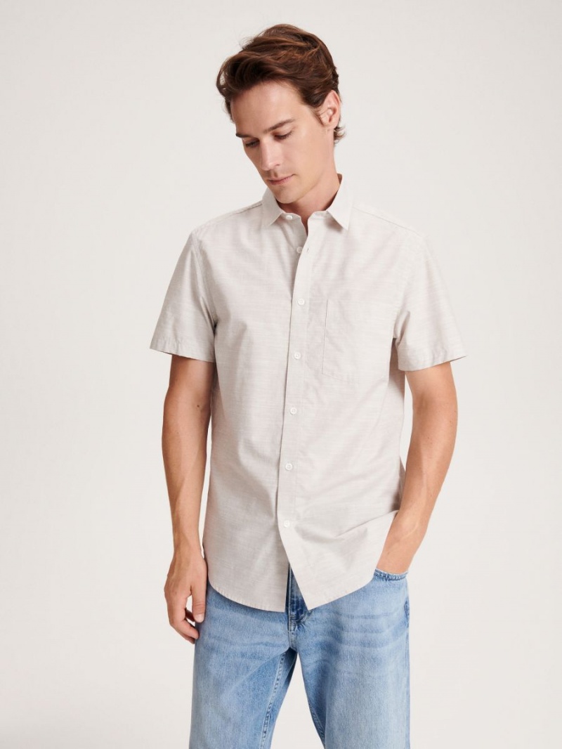 Reserved Regular fit shirt Beżowe | VHXNQZJ-78