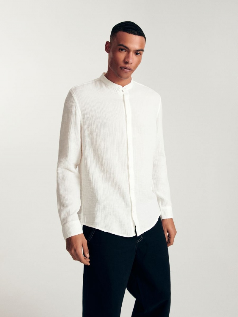 Reserved Regular fit shirt Białe | QOHYLET-71