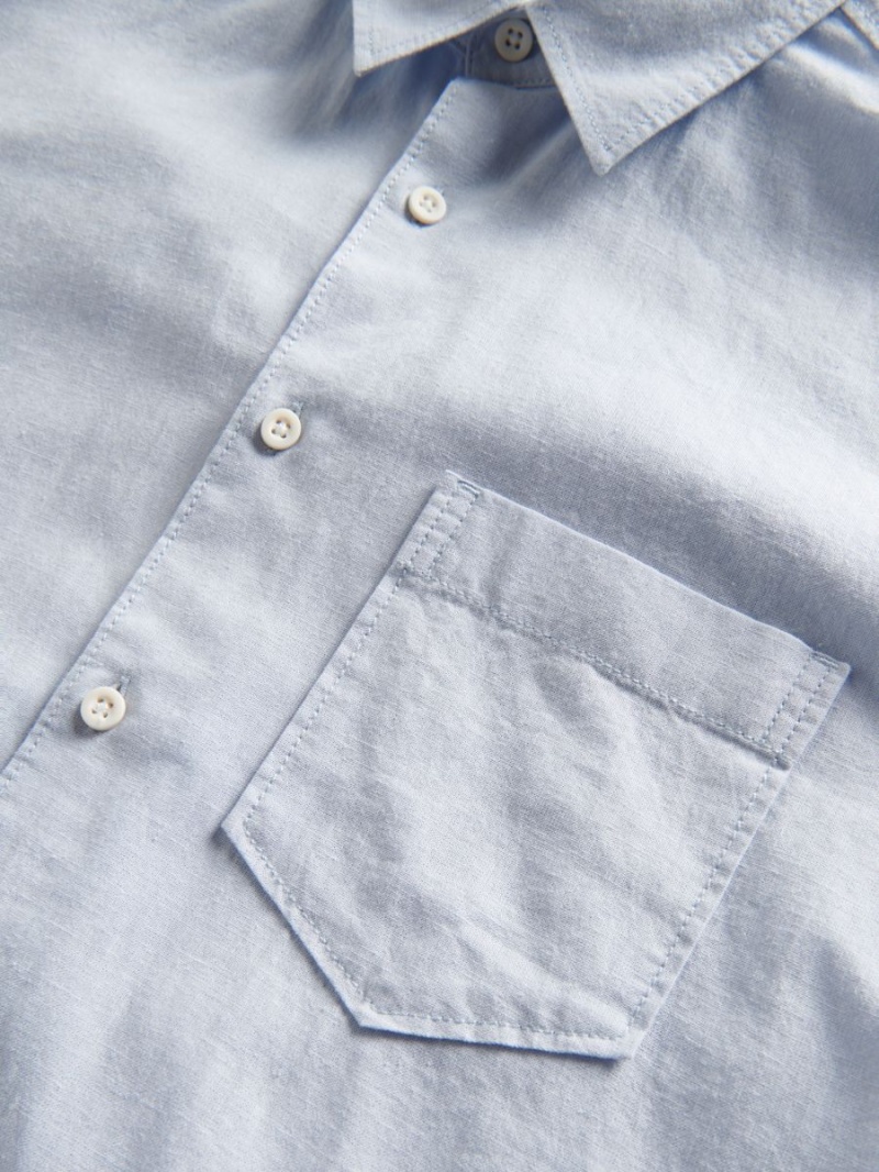 Reserved Regular fit shirt with linen blend Niebieskie | KWVLCTX-87