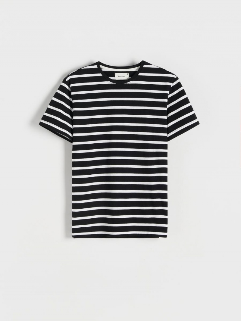 Reserved Regular fit stripe T-shirt Białe | QYRFZWU-96