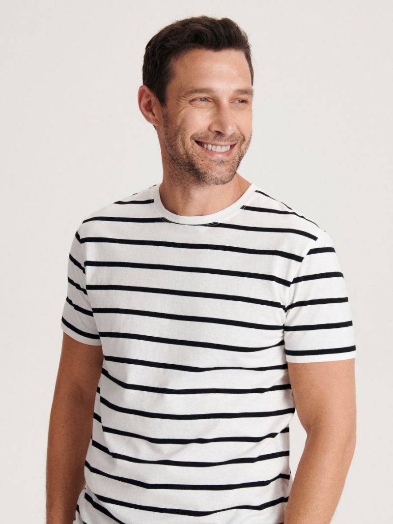 Reserved Regular fit stripe T-shirt Ivory | PVXHEUM-63