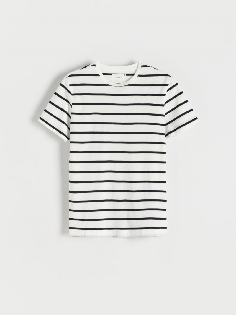 Reserved Regular fit stripe T-shirt Ivory | PVXHEUM-63