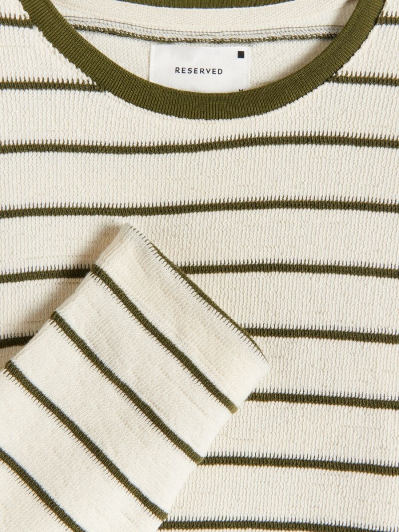 Reserved Regular fit stripe long sleeve T-shirt Khaki | VKQLRJG-69