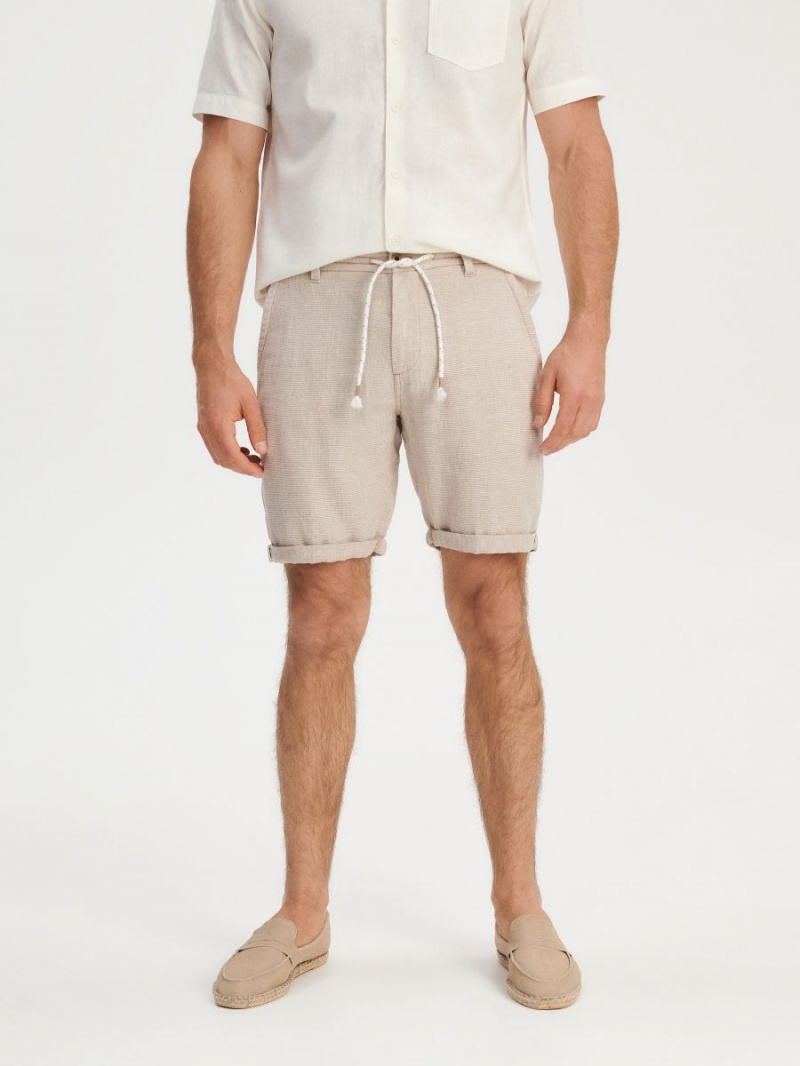 Reserved Regular linen blend shorts Beżowe | EDYKARC-53