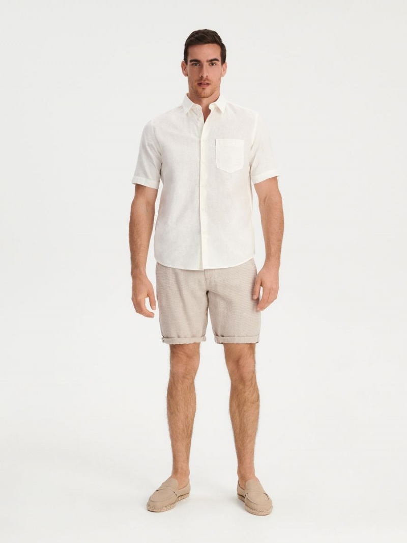 Reserved Regular linen blend shorts Beżowe | EDYKARC-53