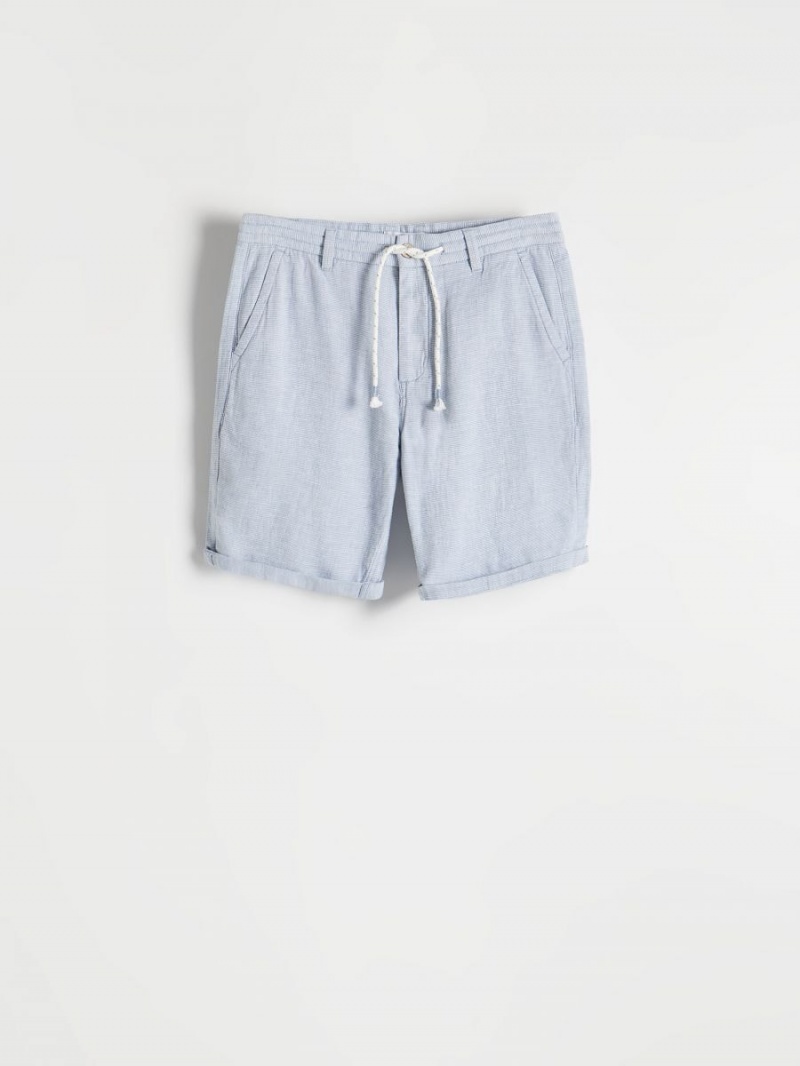 Reserved Regular linen blend shorts Niebieskie | CGBMRNU-64