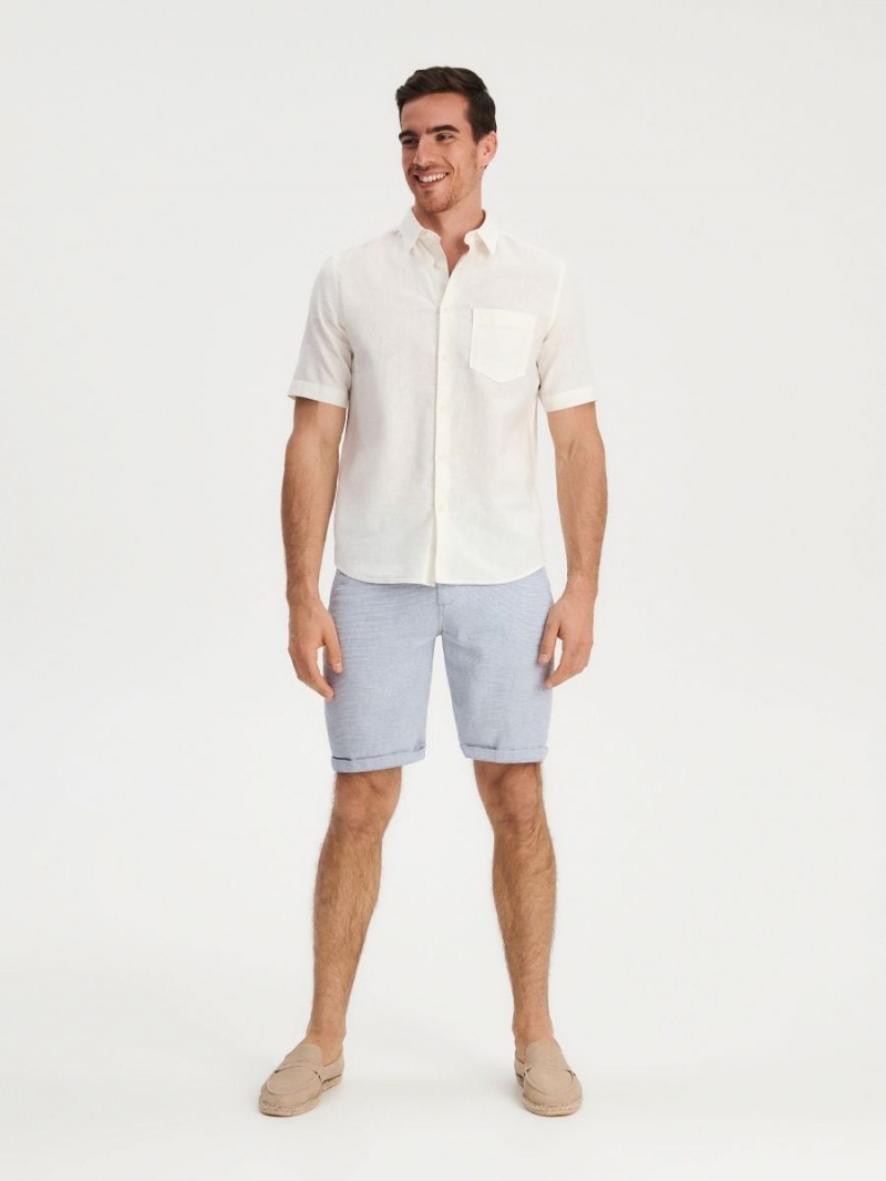 Reserved Regular linen blend shorts Niebieskie | CGBMRNU-64