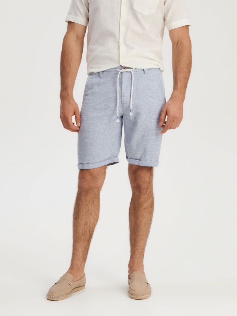 Reserved Regular linen blend shorts Niebieskie | CGBMRNU-64