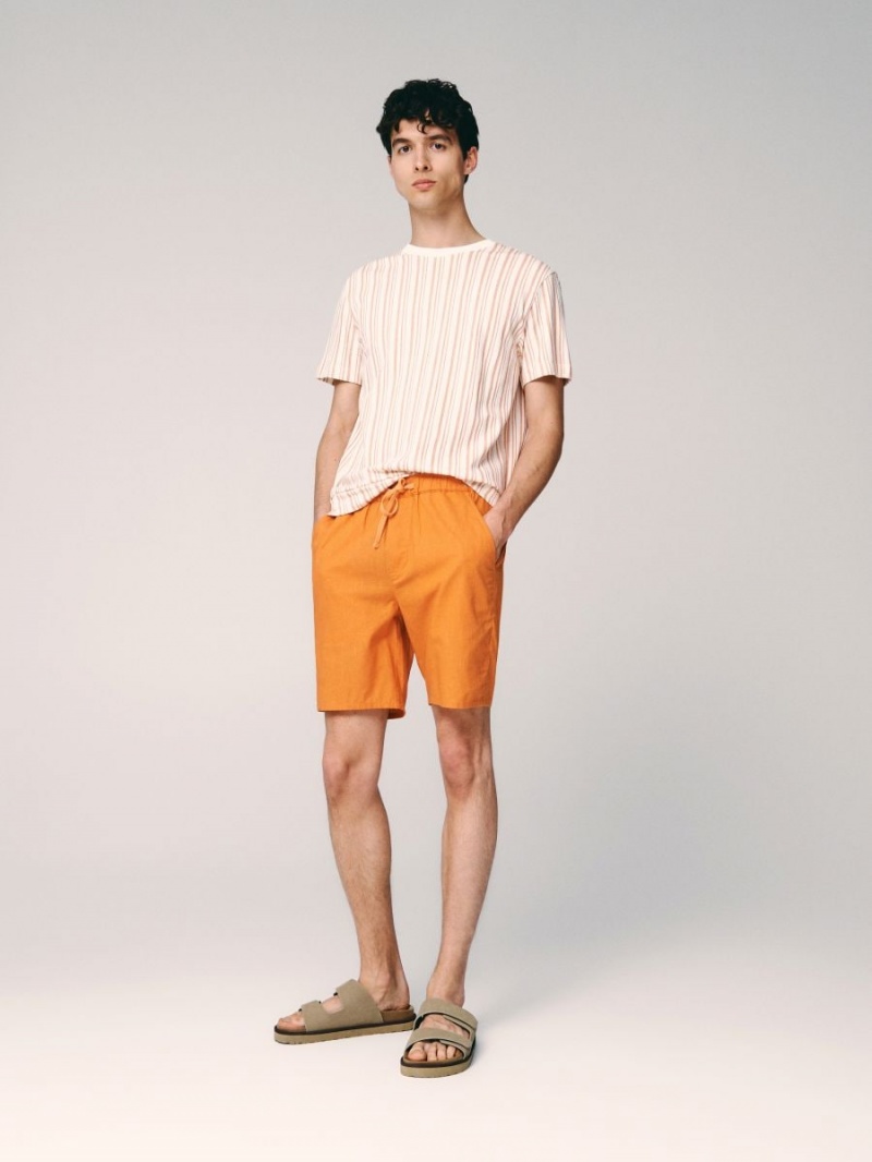 Reserved Regular linen blend shorts Pomarańczowe | CRISBYD-63