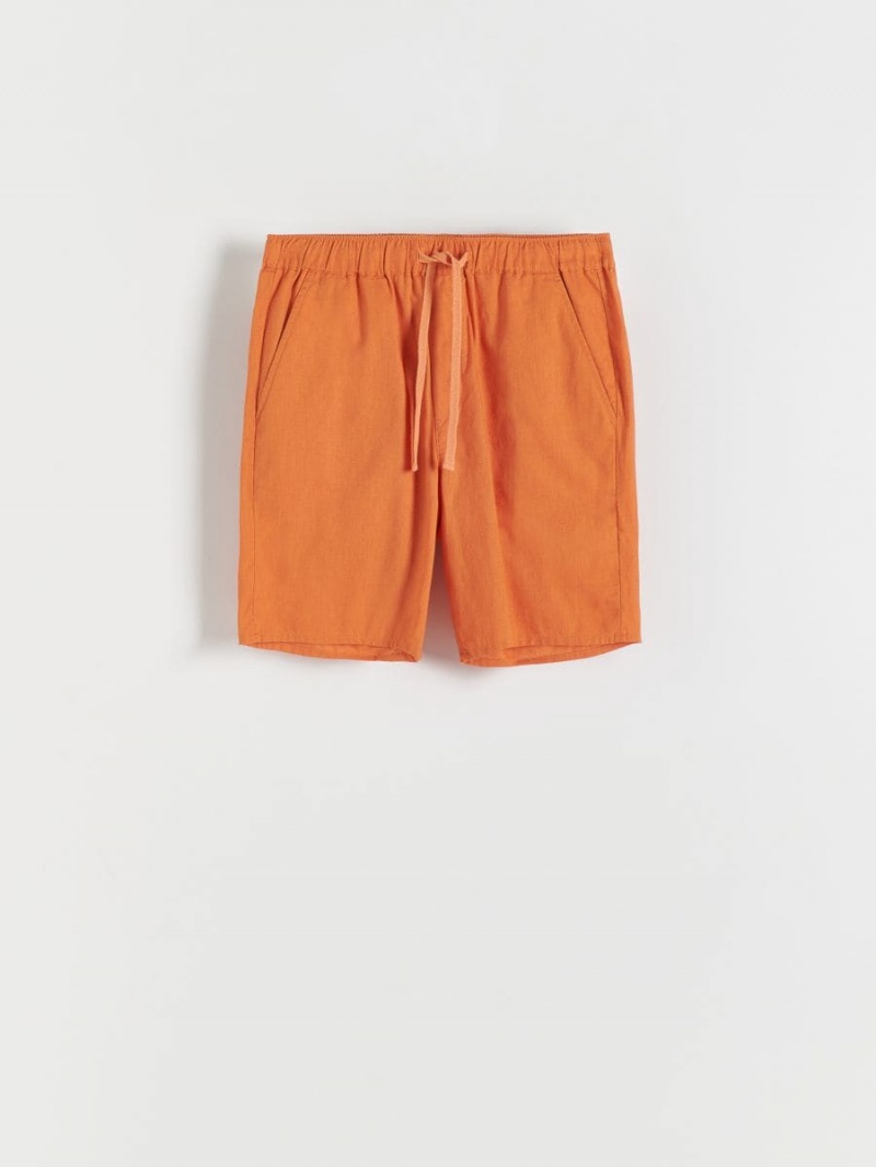 Reserved Regular linen blend shorts Pomarańczowe | CRISBYD-63