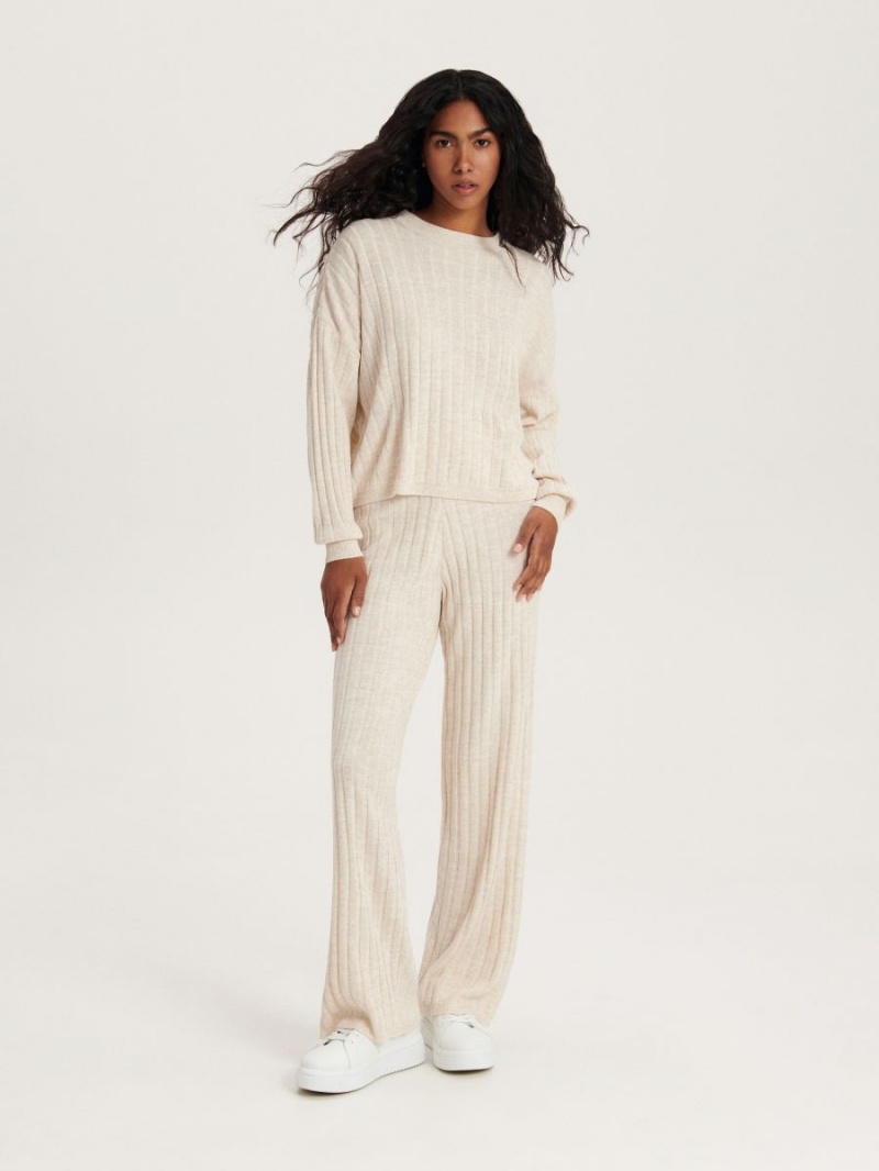 Reserved Rib knit jumper Ivory | BWEGNXV-51