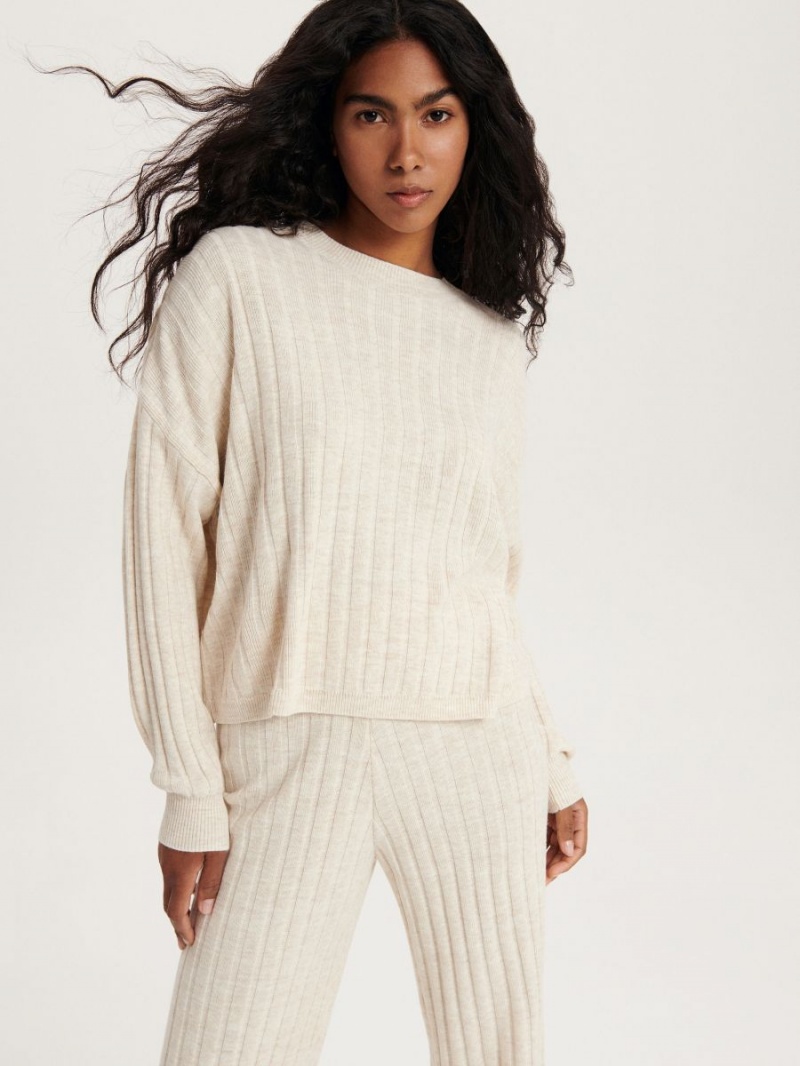 Reserved Rib knit jumper Ivory | BWEGNXV-51