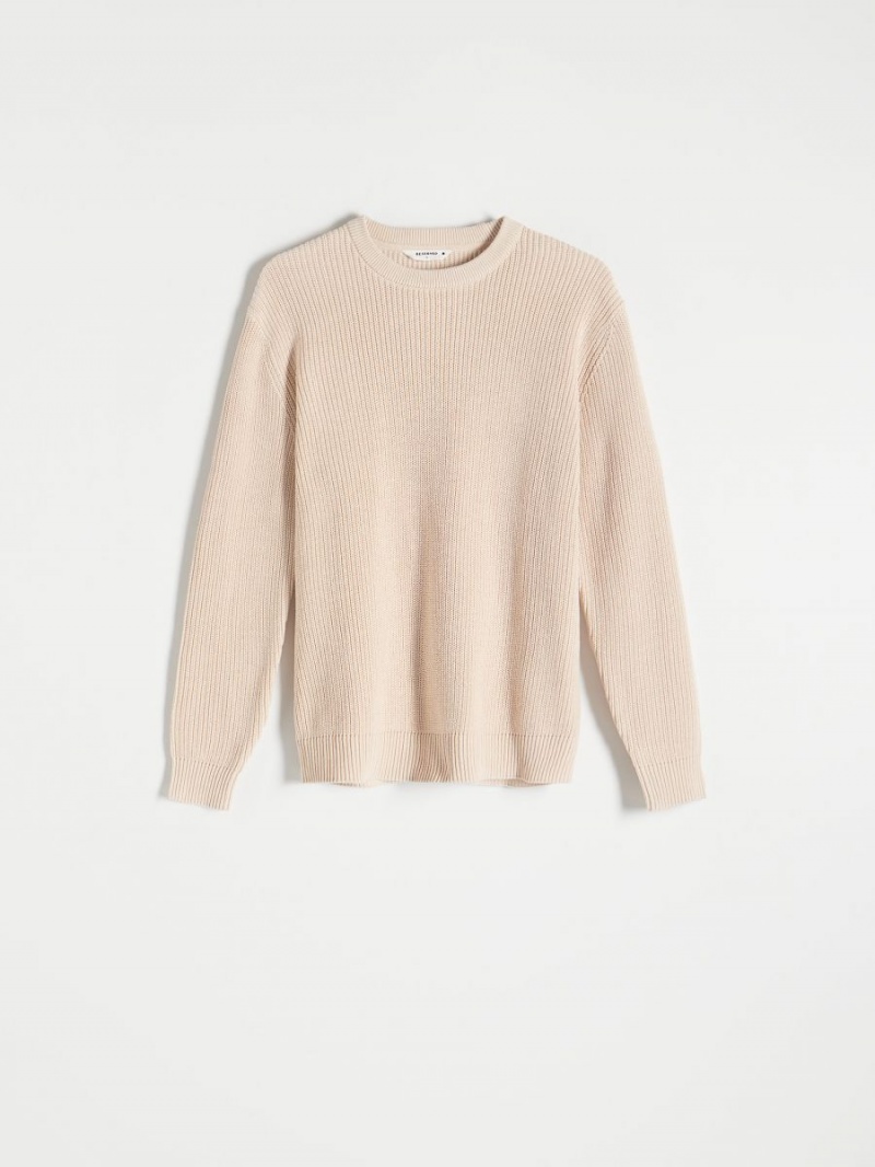 Reserved Round neck jumper Beżowe | QJMKHLZ-71