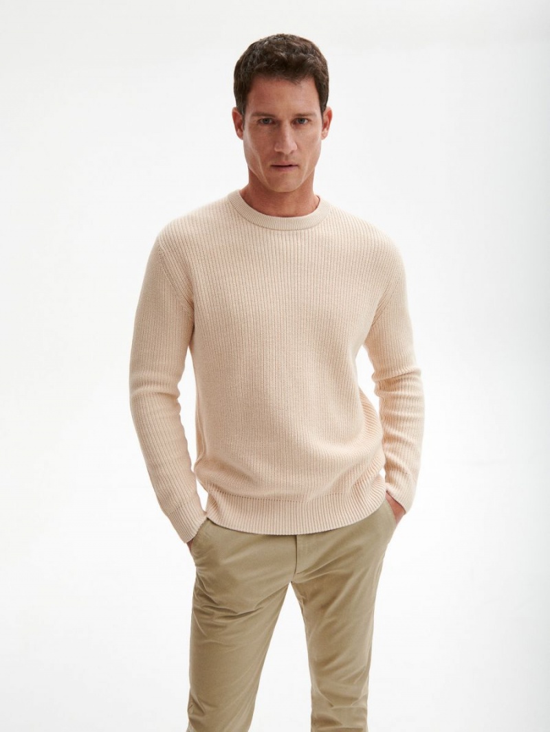 Reserved Round neck jumper Beżowe | QJMKHLZ-71