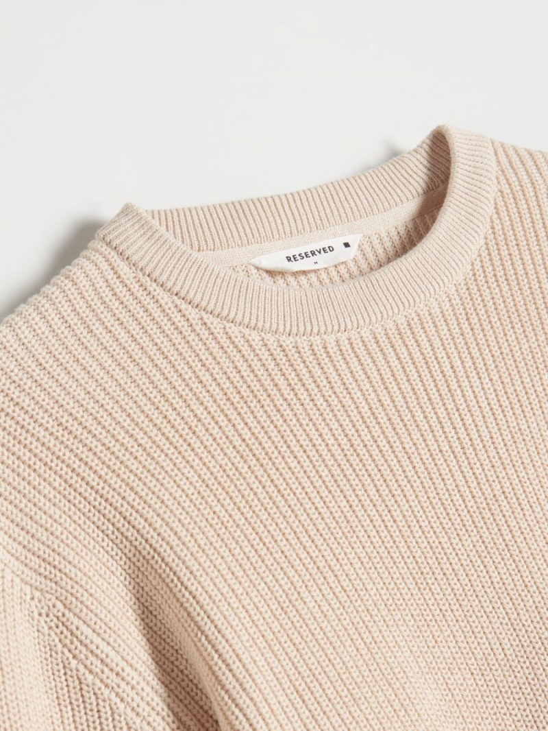 Reserved Round neck jumper Beżowe | QJMKHLZ-71