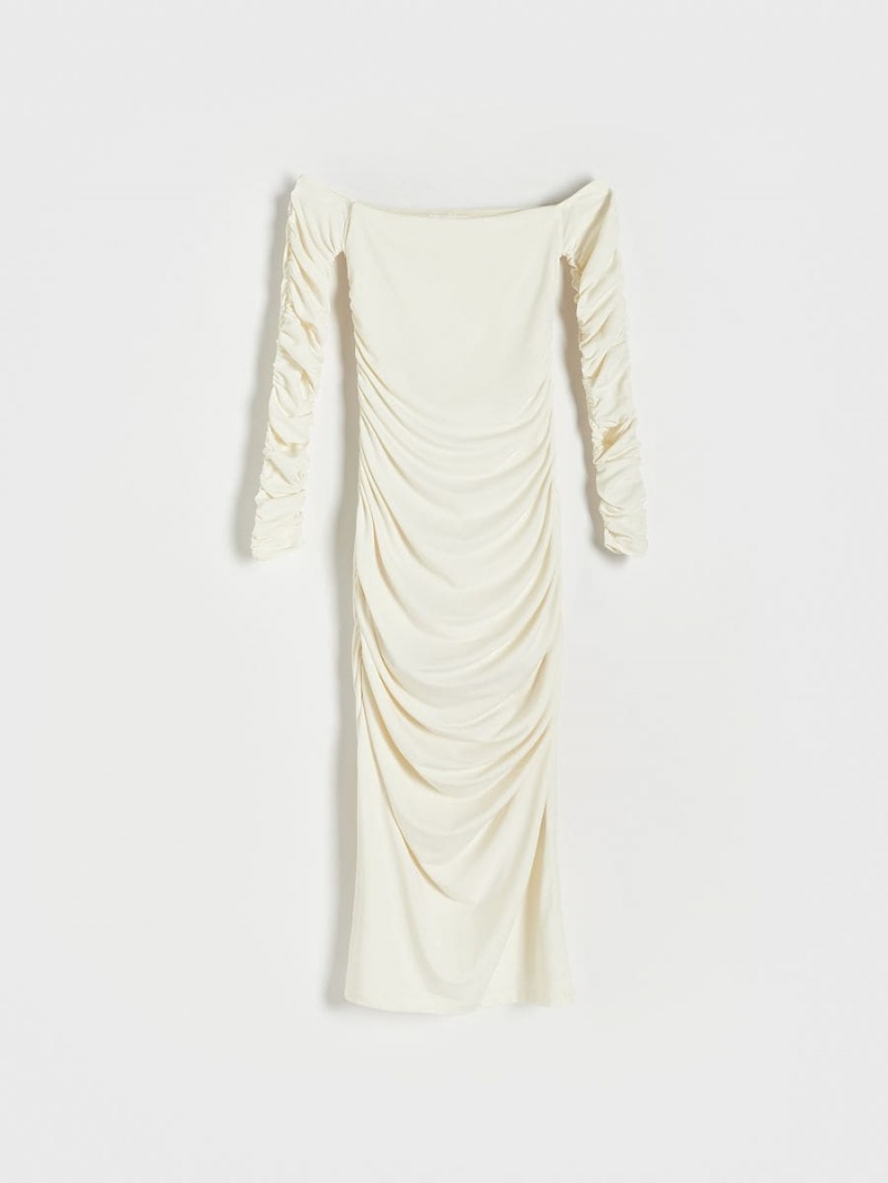 Reserved Ruched midi dress Ivory | VIDELAH-35