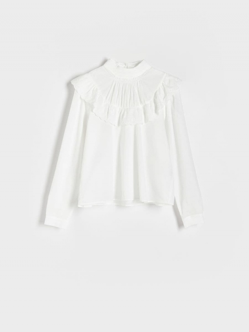 Reserved Ruffle blouse Ivory | HBZRJQV-62