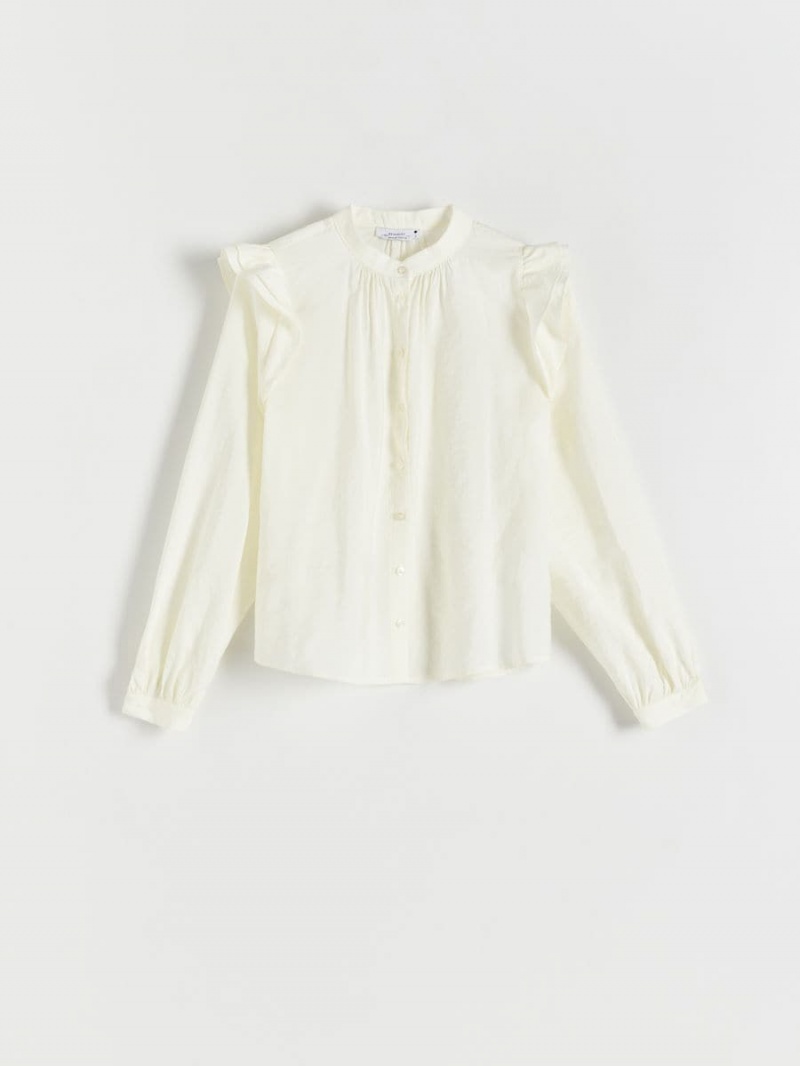 Reserved Ruffle blouse Ivory | IYPNQXE-25