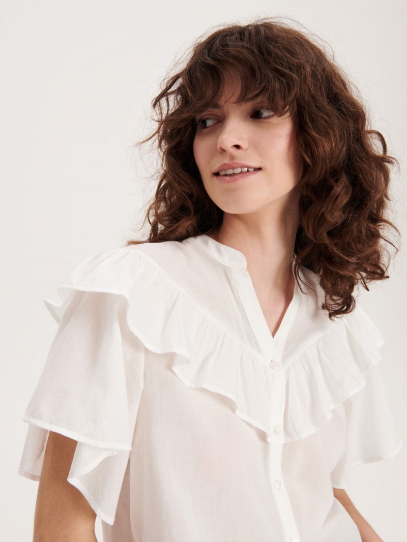 Reserved Ruffle detail shirt Ivory | CXFWYJV-35