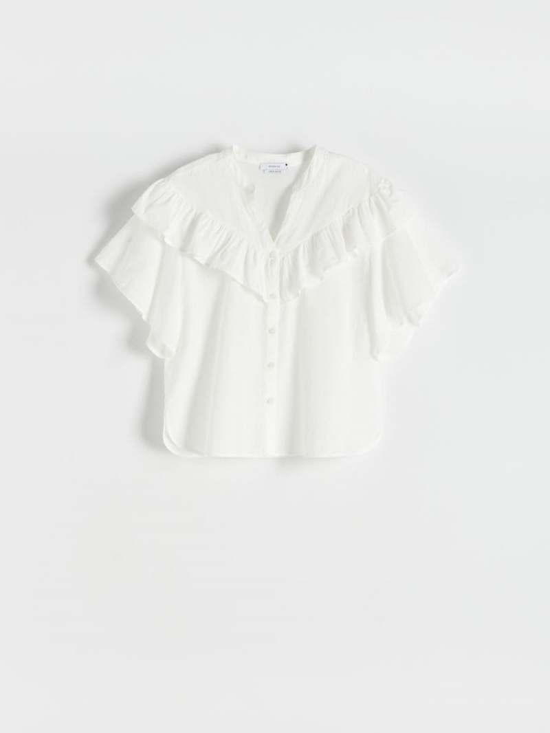 Reserved Ruffle detail shirt Ivory | CXFWYJV-35