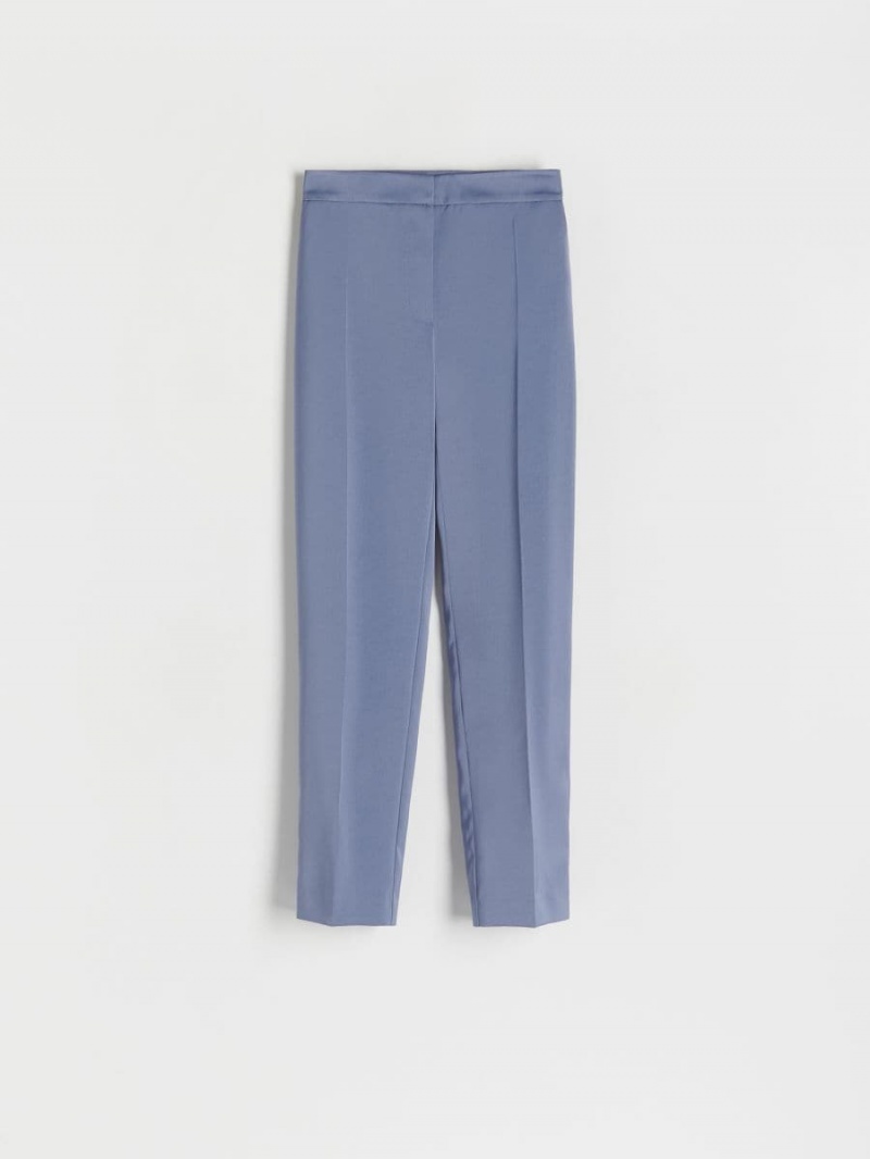 Reserved Satin fabric trousers Niebieskie | XHDGTIF-49