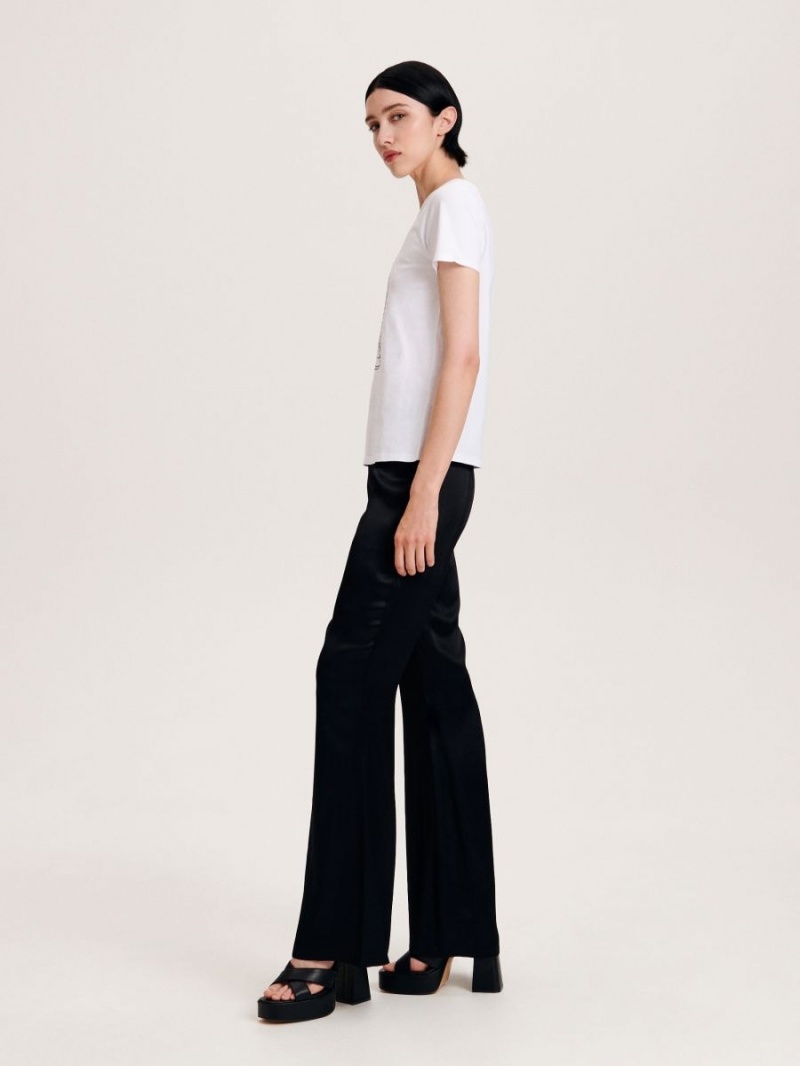 Reserved Satin flare trousers Czarne | LNPAMHI-83