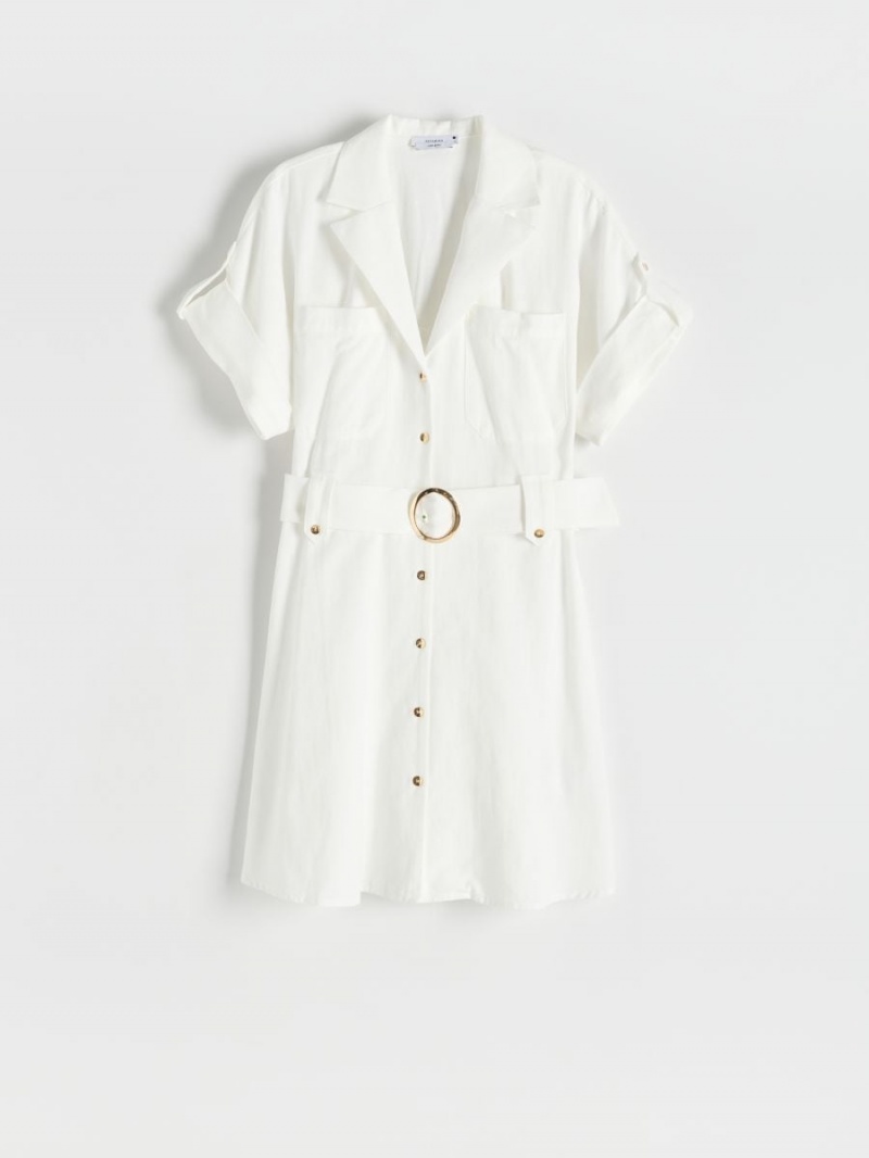 Reserved Shirt dress with belt Ivory | TDSRWUM-72