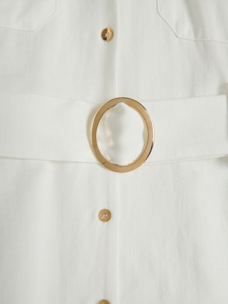 Reserved Shirt dress with belt Ivory | TDSRWUM-72