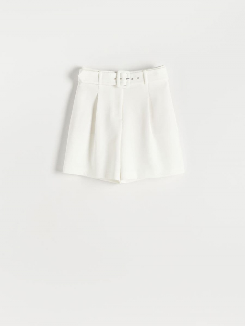 Reserved Shorts with belt Białe | UNLHIYF-27