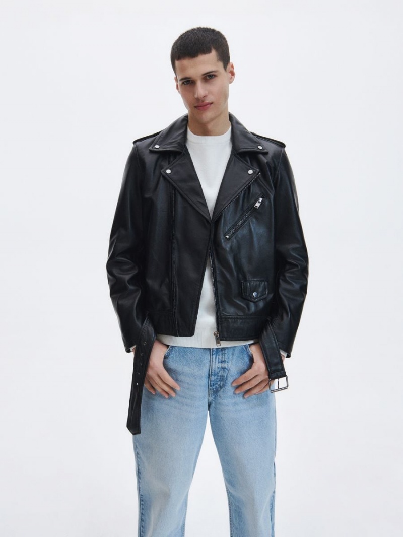 Reserved Skórzane biker jacket Czarne | SDFGTUJ-38