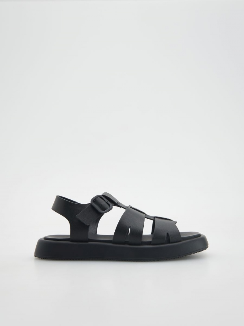 Reserved Skórzane sandals Czarne | ANODQHS-36