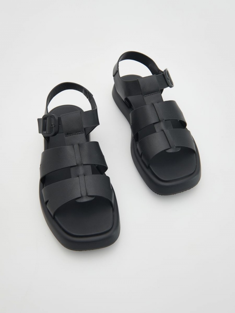 Reserved Skórzane sandals Czarne | ANODQHS-36