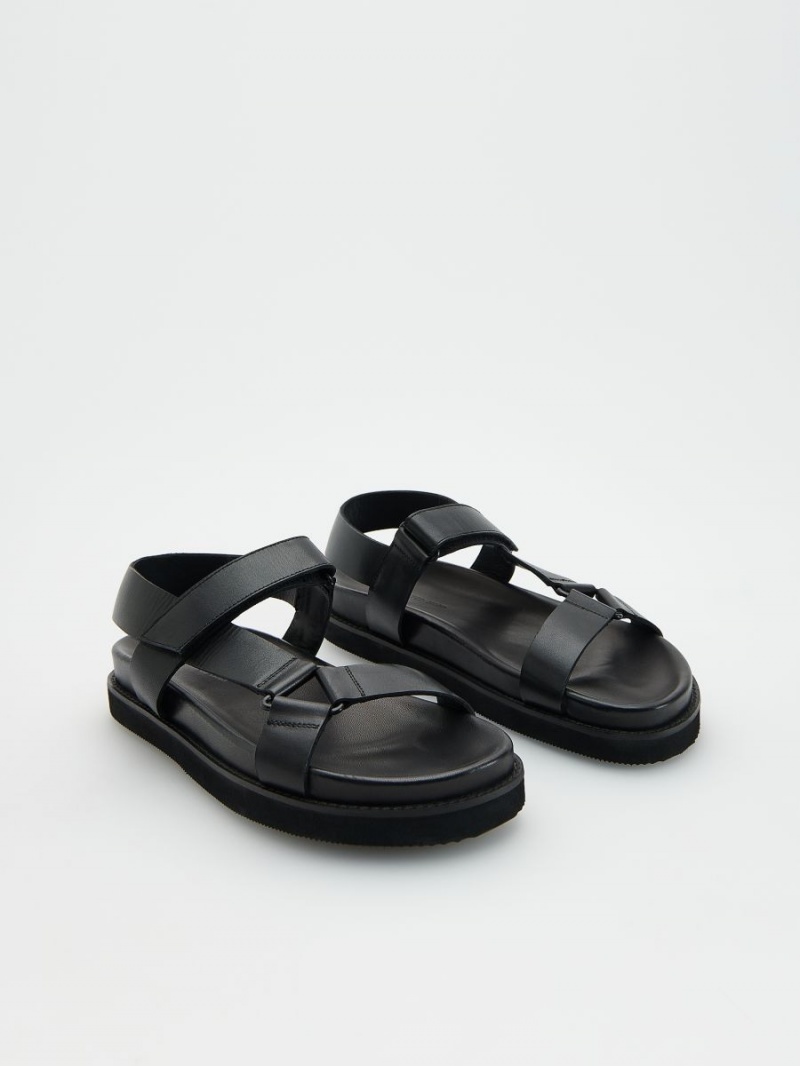 Reserved Skórzane sandals Czarne | LROKTJW-82