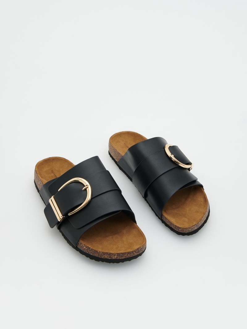 Reserved Sliders with buckle Czarne | AYDVQHG-51