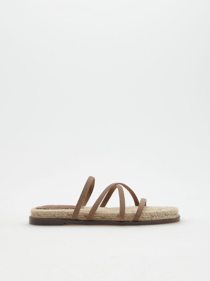 Reserved Sliders with faux suede upper Beżowe | MIAESRH-89