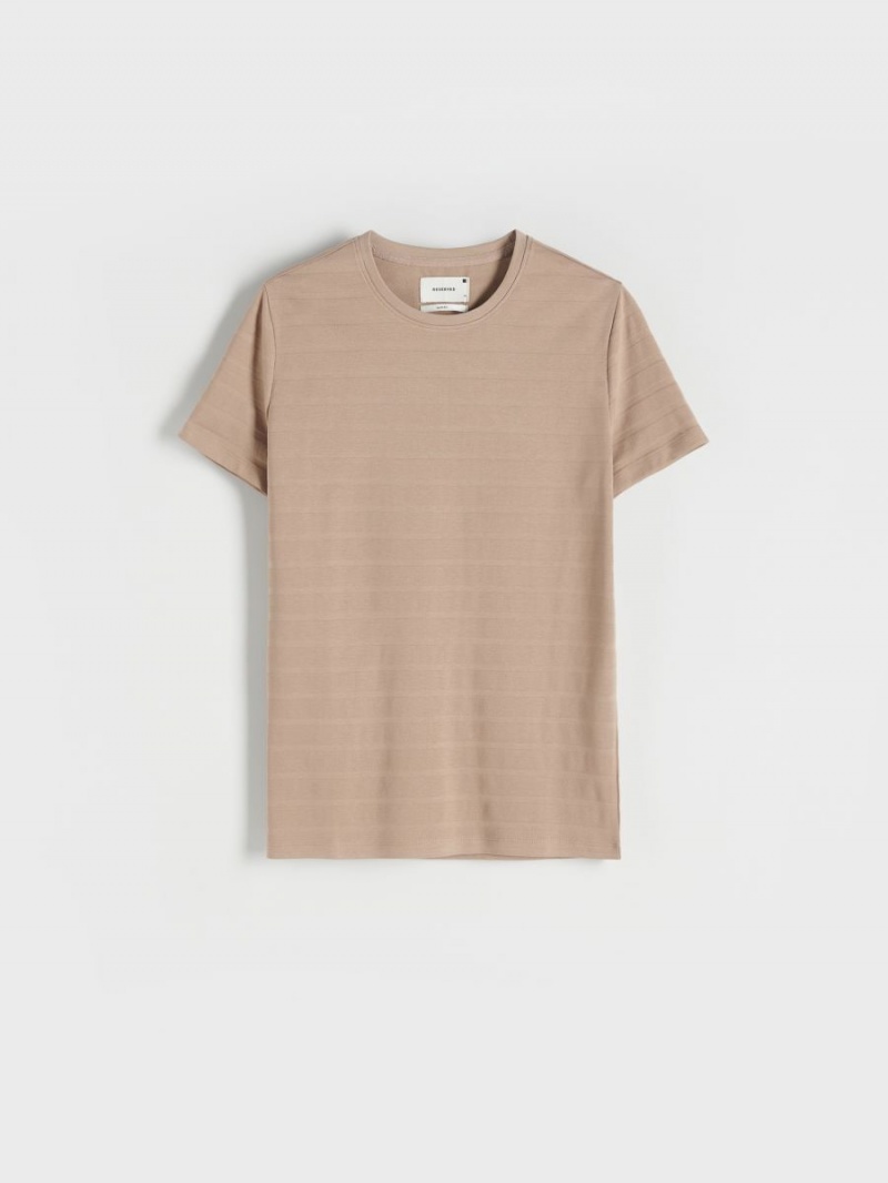 Reserved Slim fit T-shirt Beżowe | SPFKDIT-27