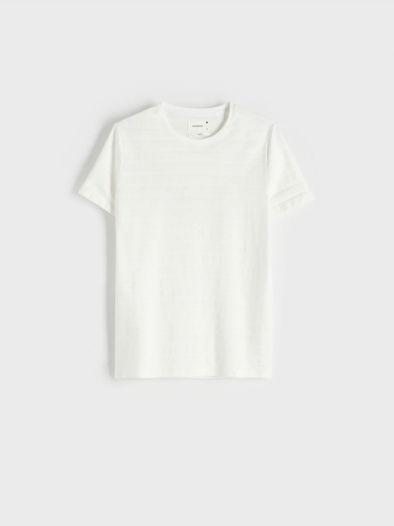 Reserved Slim fit T-shirt Ivory | OSLUPYT-06