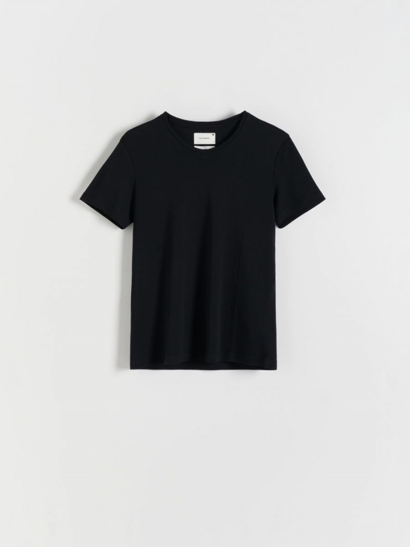 Reserved Slim fit V-neck T-shirt Czarne | BCDFAYE-43