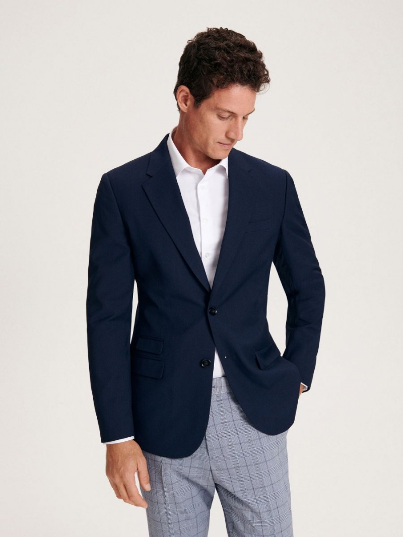 Reserved Slim fit blazer Granatowe | BTFWGSN-90