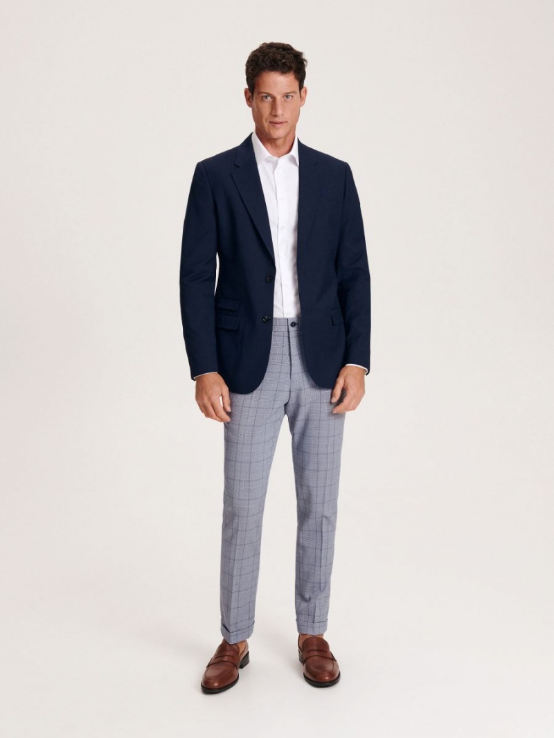 Reserved Slim fit blazer Granatowe | BTFWGSN-90