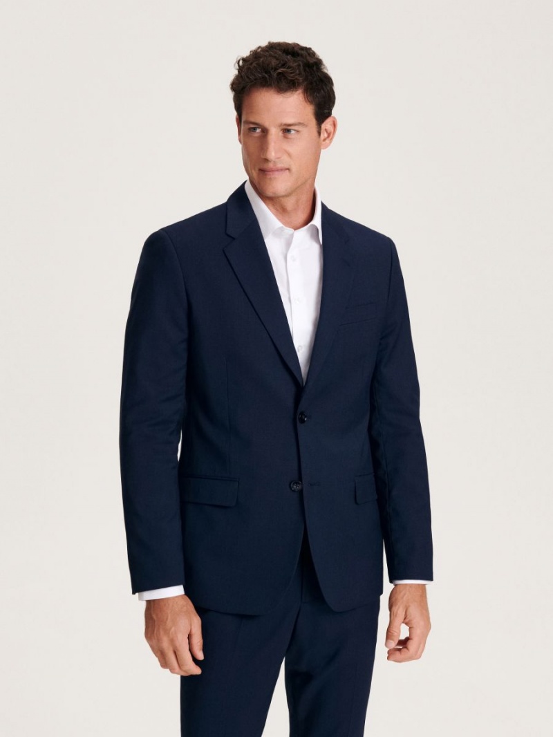 Reserved Slim fit blazer Granatowe | SZVOPXJ-81