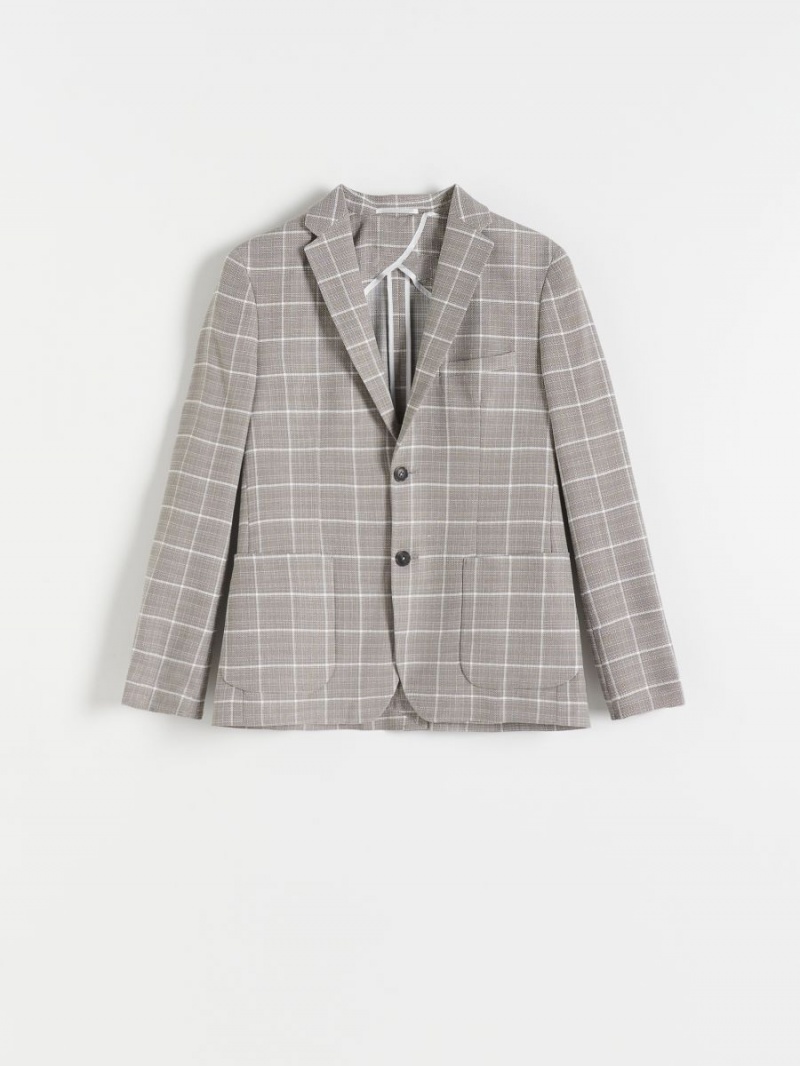 Reserved Slim fit check blazer Beżowe | JUKFPNS-63